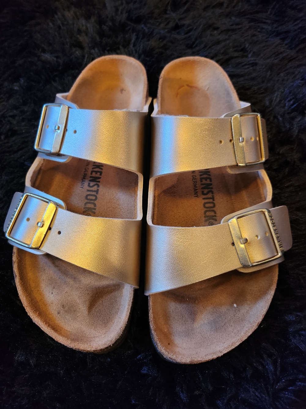 Birkenstock Women’s Two-Strap Metallic Gold Sandals - Picture 3 of 8
